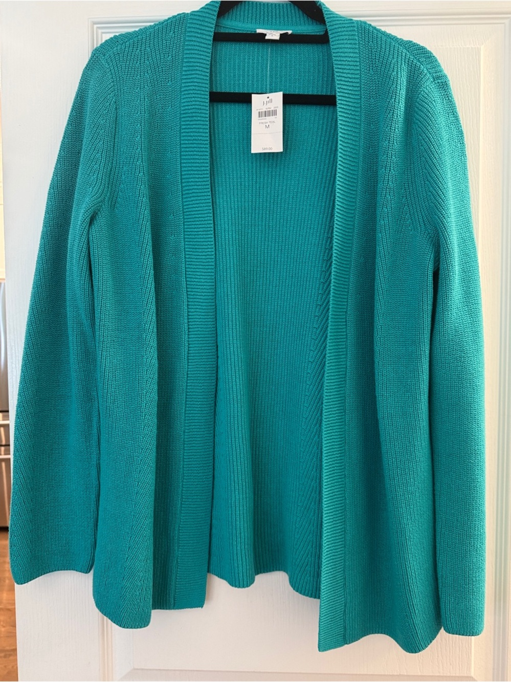 J. Jill Teal Open-Front Knit Cardigan